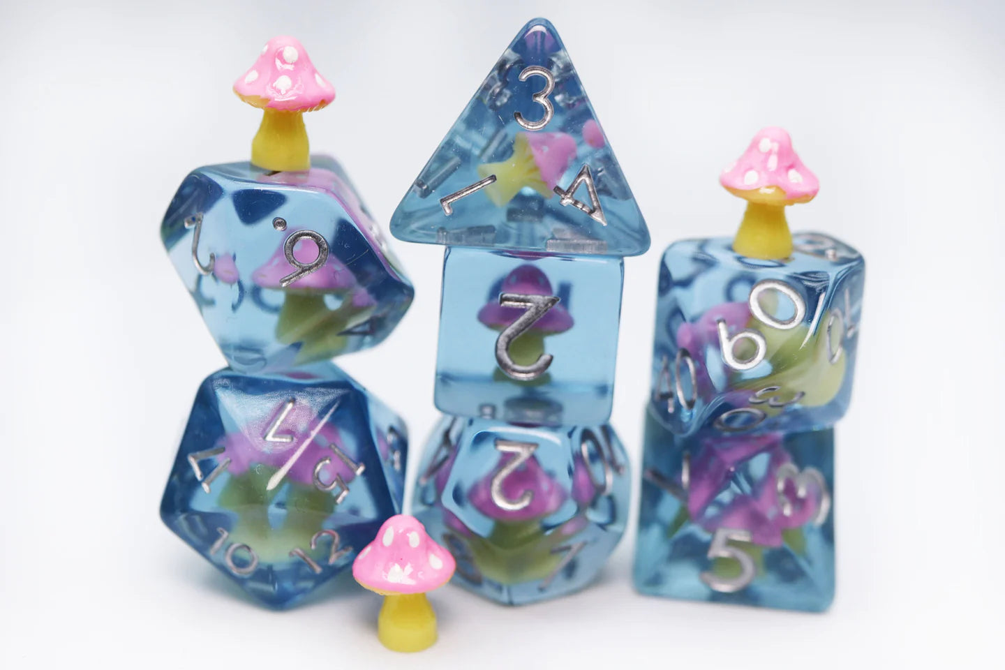 Pink Mushroom RPG Dice Set