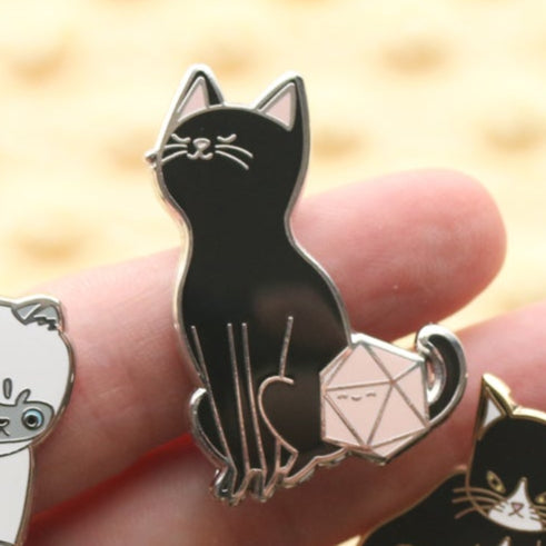 Black Cat Dice Buddy Hard Enamel Pin