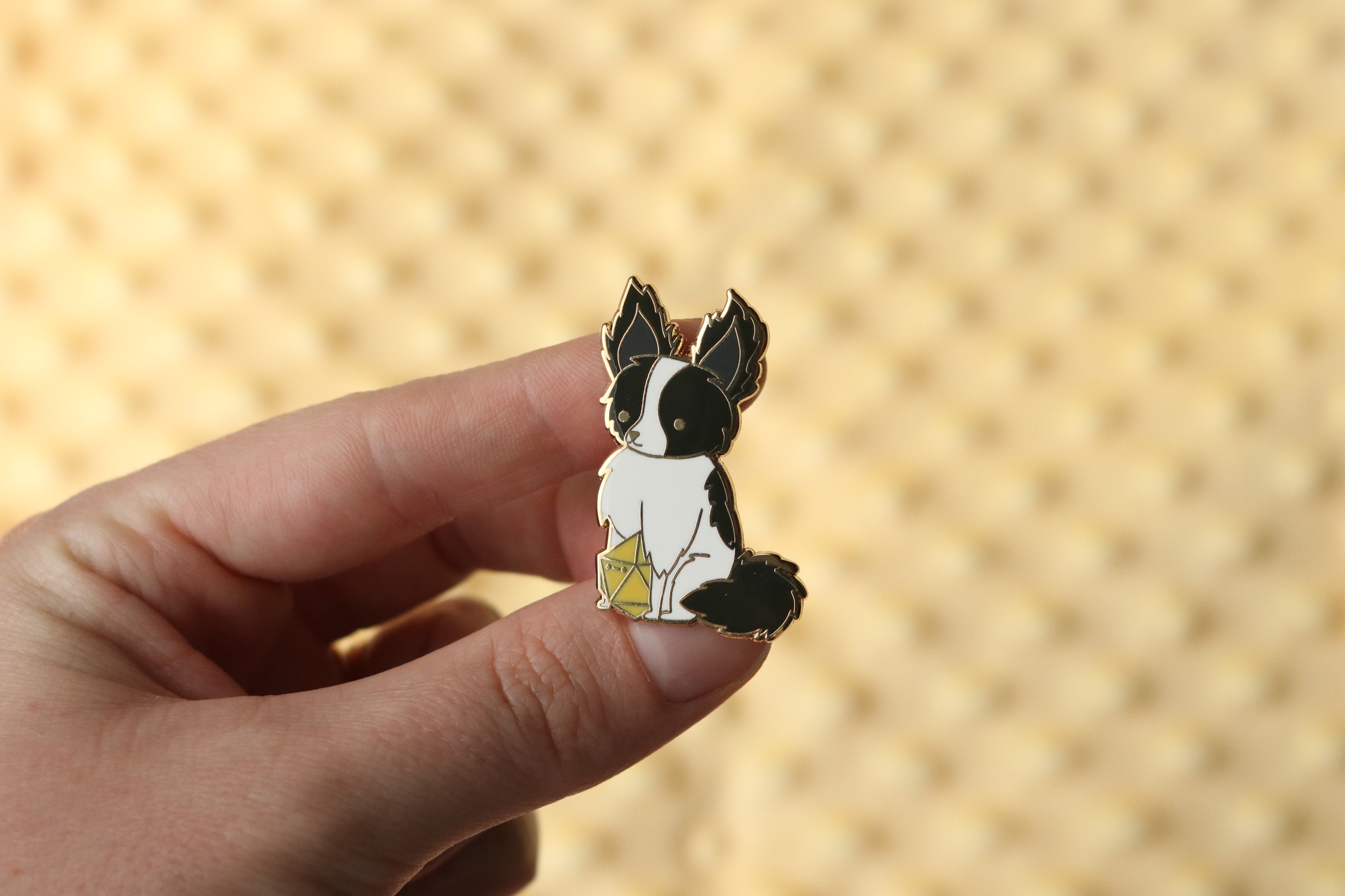 Papillon D20 Dice Buddy Hard Enamel Pin