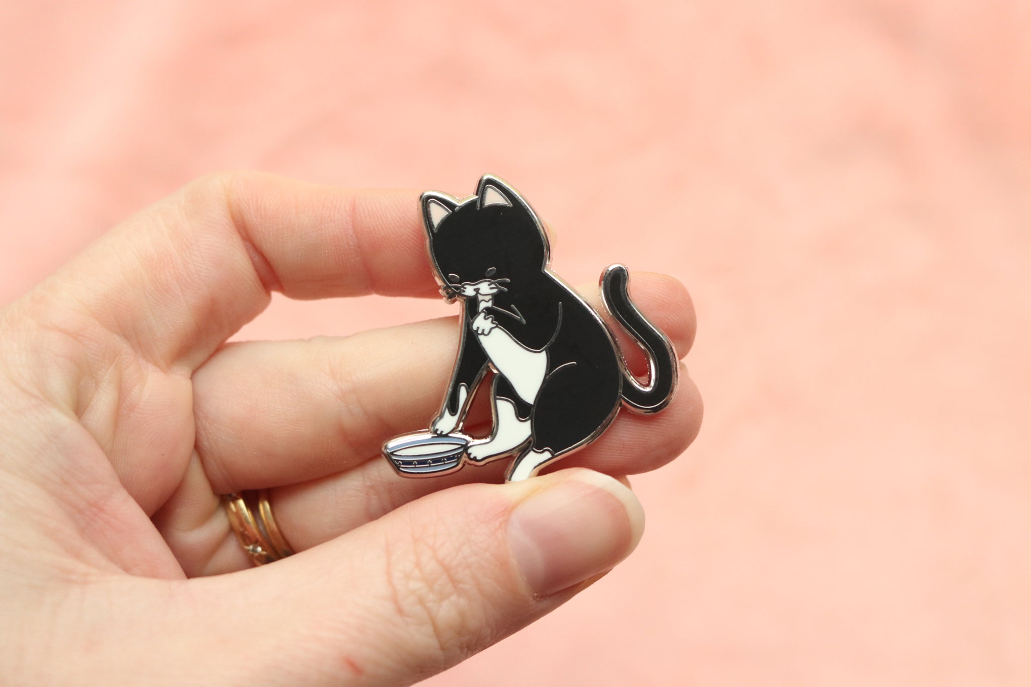 Cat and Milk Enamel Pin