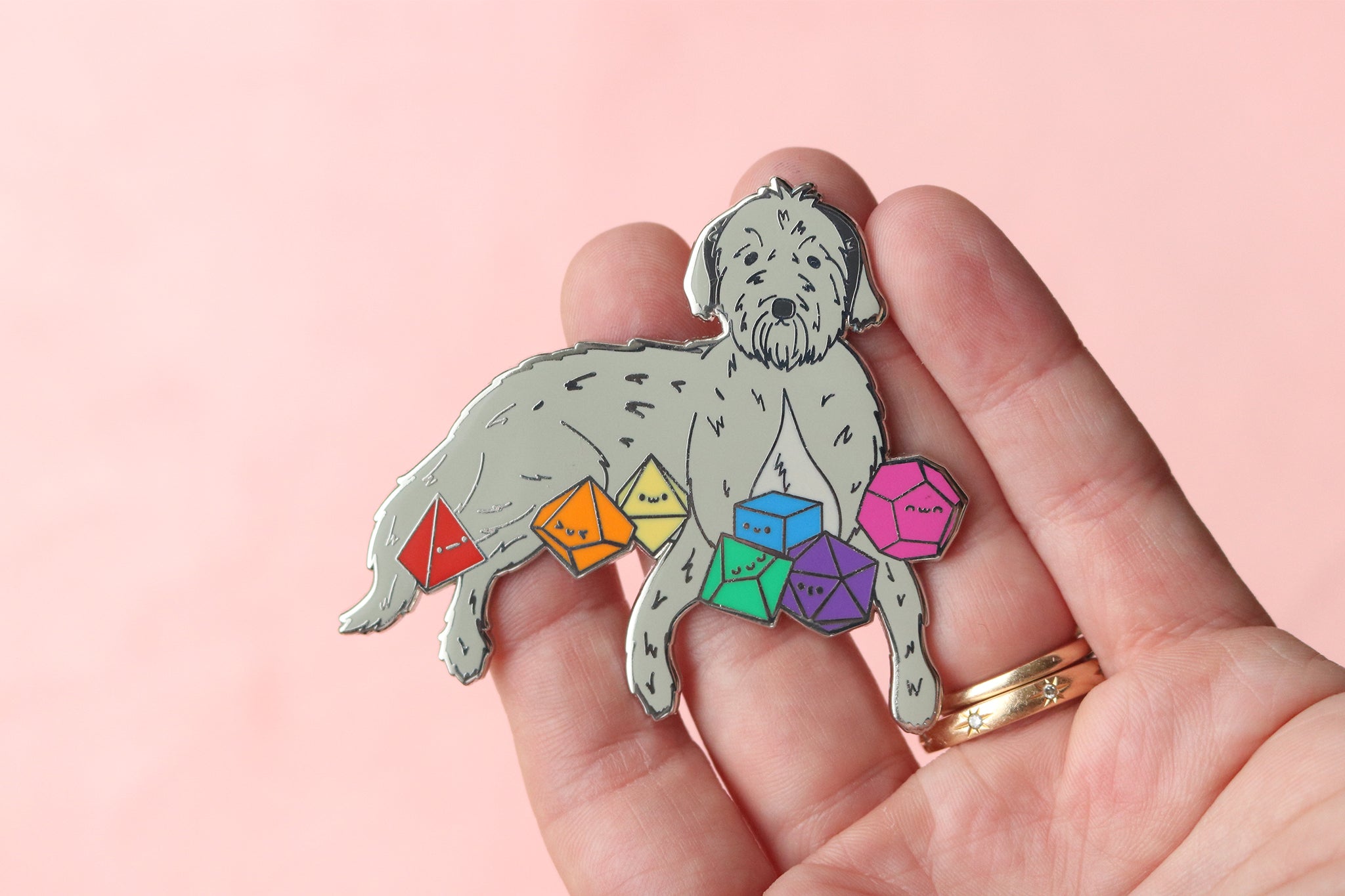 Irish Wolfhound D20 Dice Buddy Enamel Pin