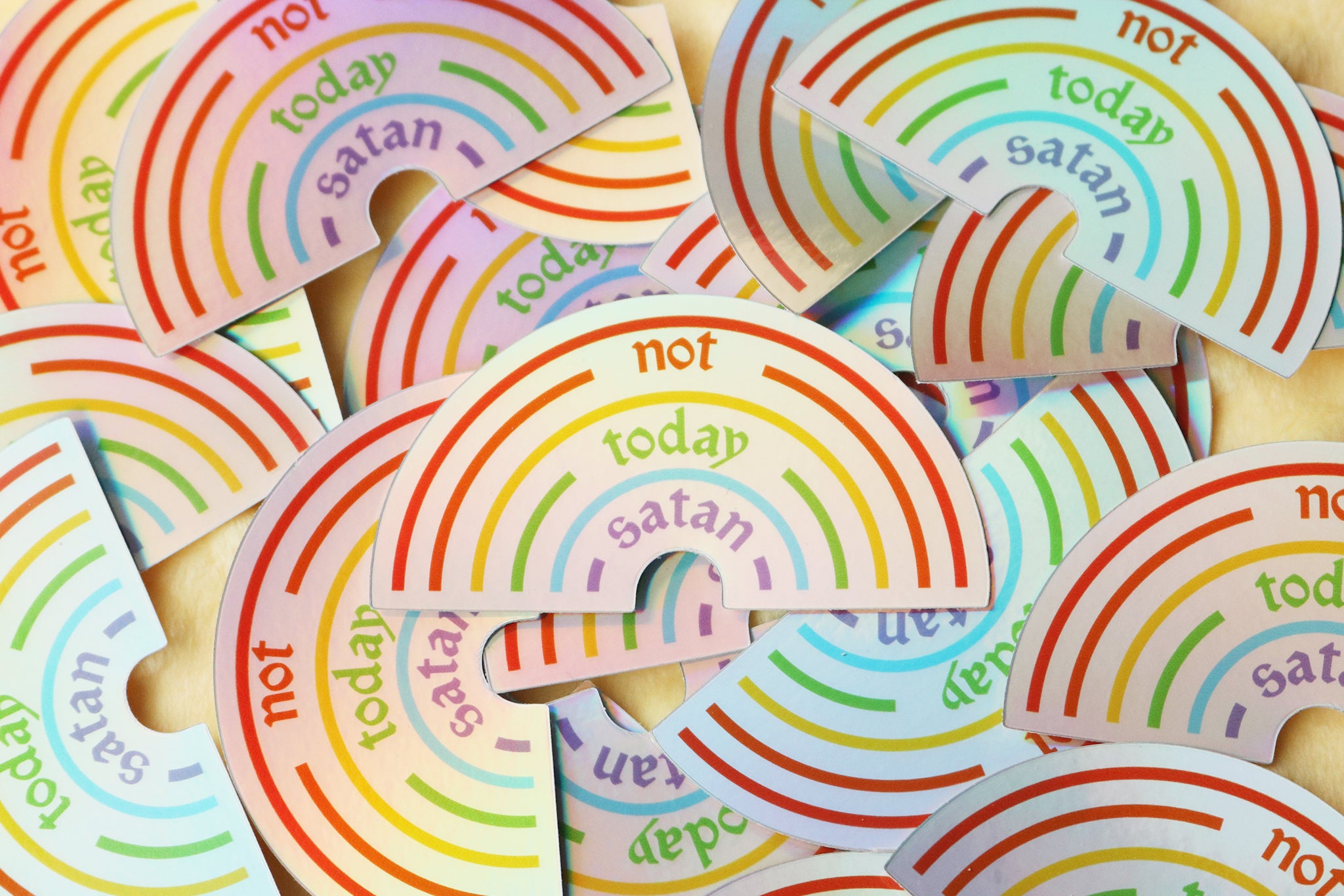 Not Today Satan Pride Rainbow Holographic Sticker