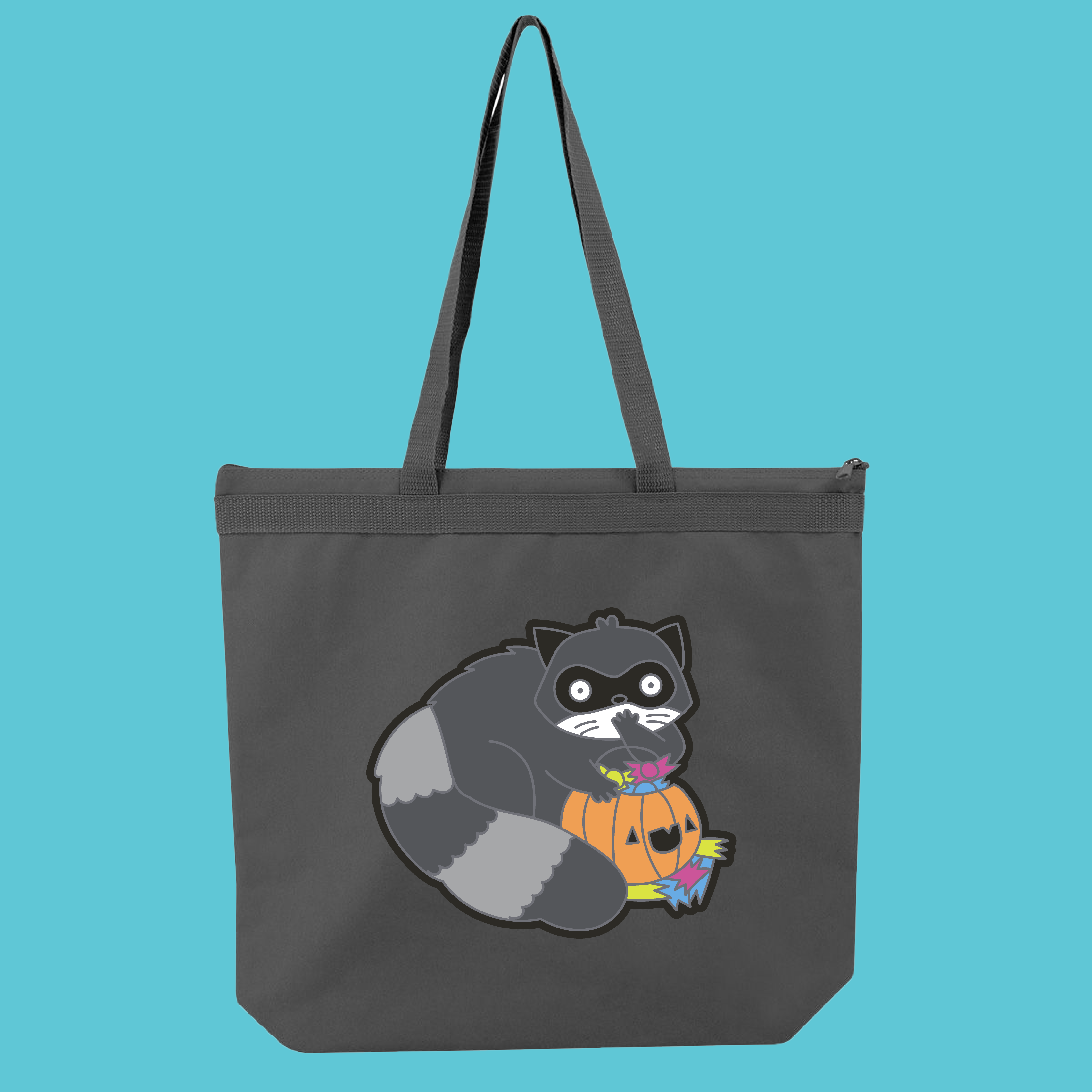 Halloween Candy Raccoon Tote Bag