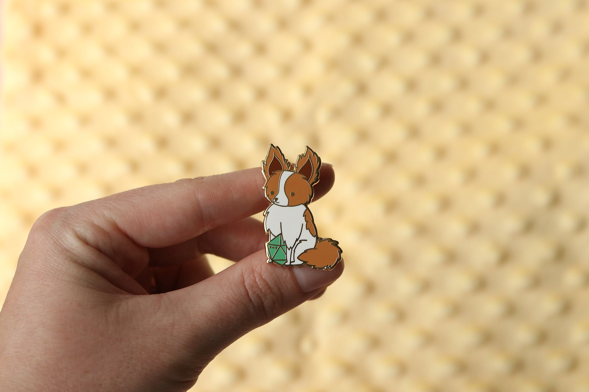 Papillon D20 Dice Buddy Hard Enamel Pin