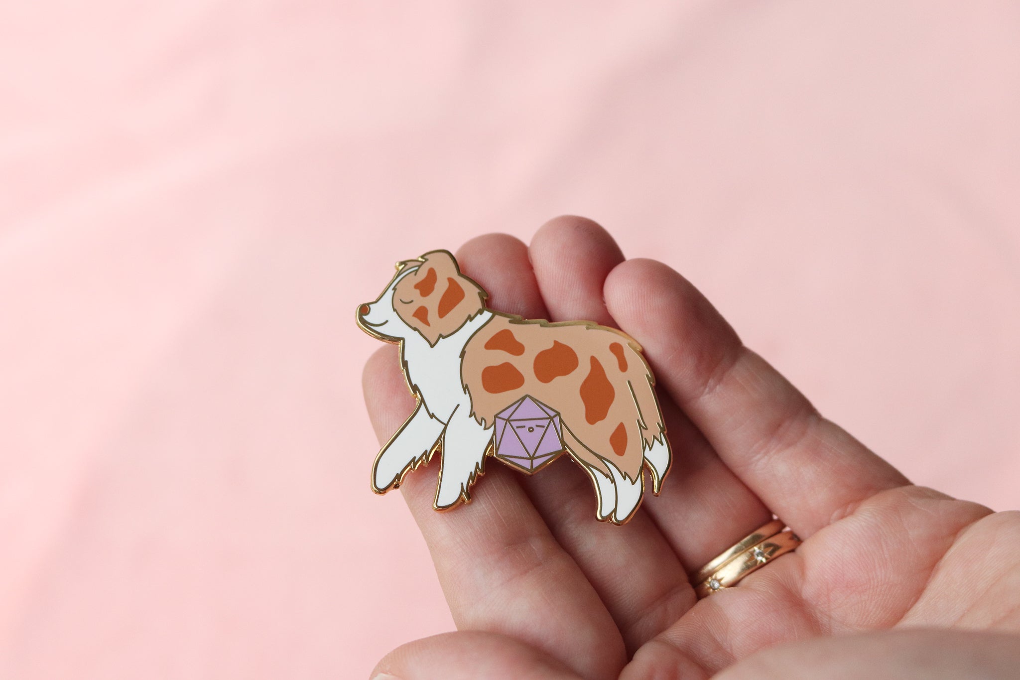 Australian Shepherd D20 Dice Buddy Enamel Pin