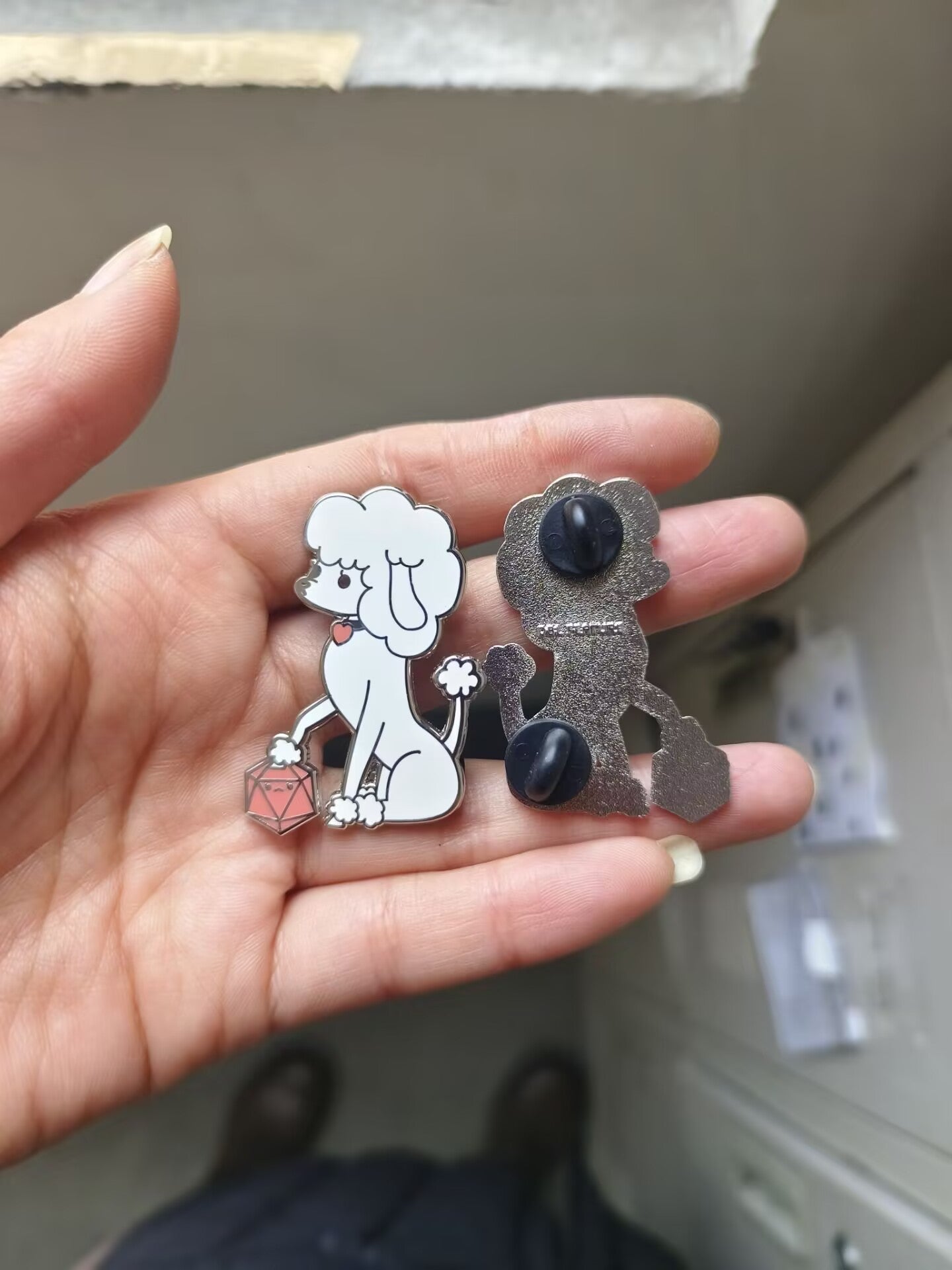 Poodle D20 Dice Buddy Enamel Pin