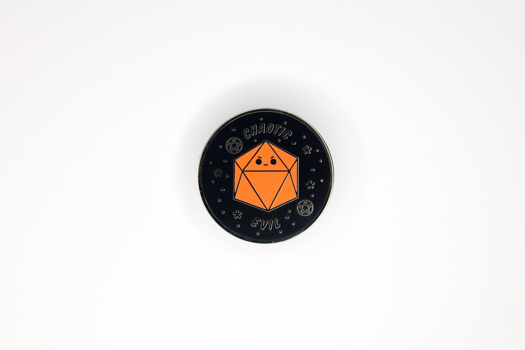 Black and Orange Chaotic Evil enamel pin