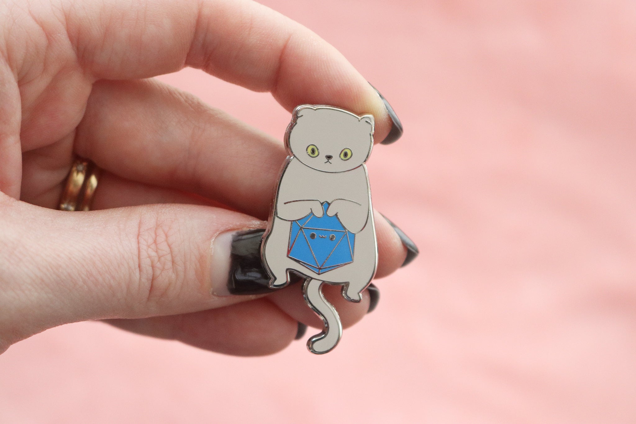 Scottish Fold D20 Dice Buddy Enamel Pin