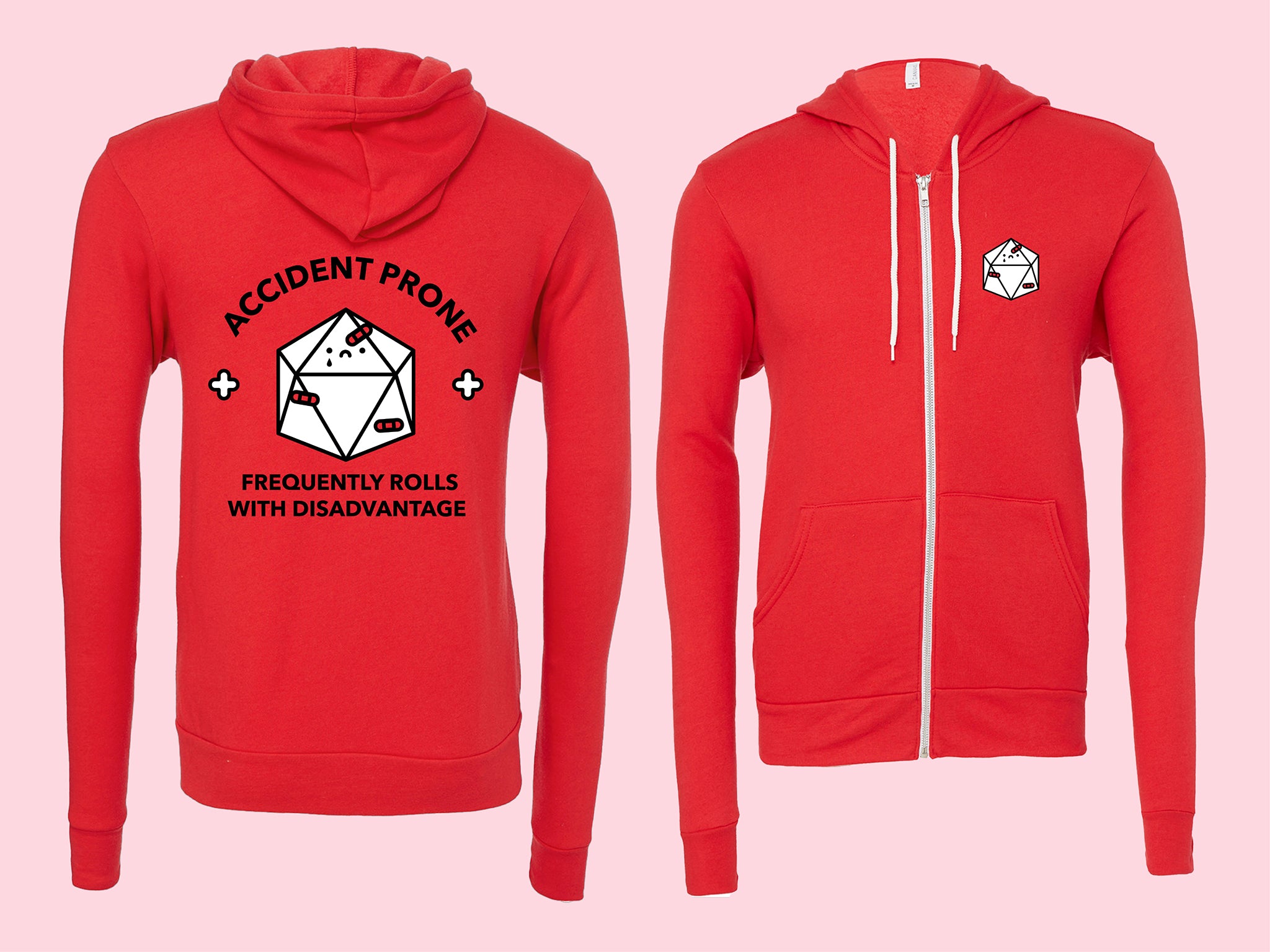 Accident Prone D20 Front-Zip Hoodie