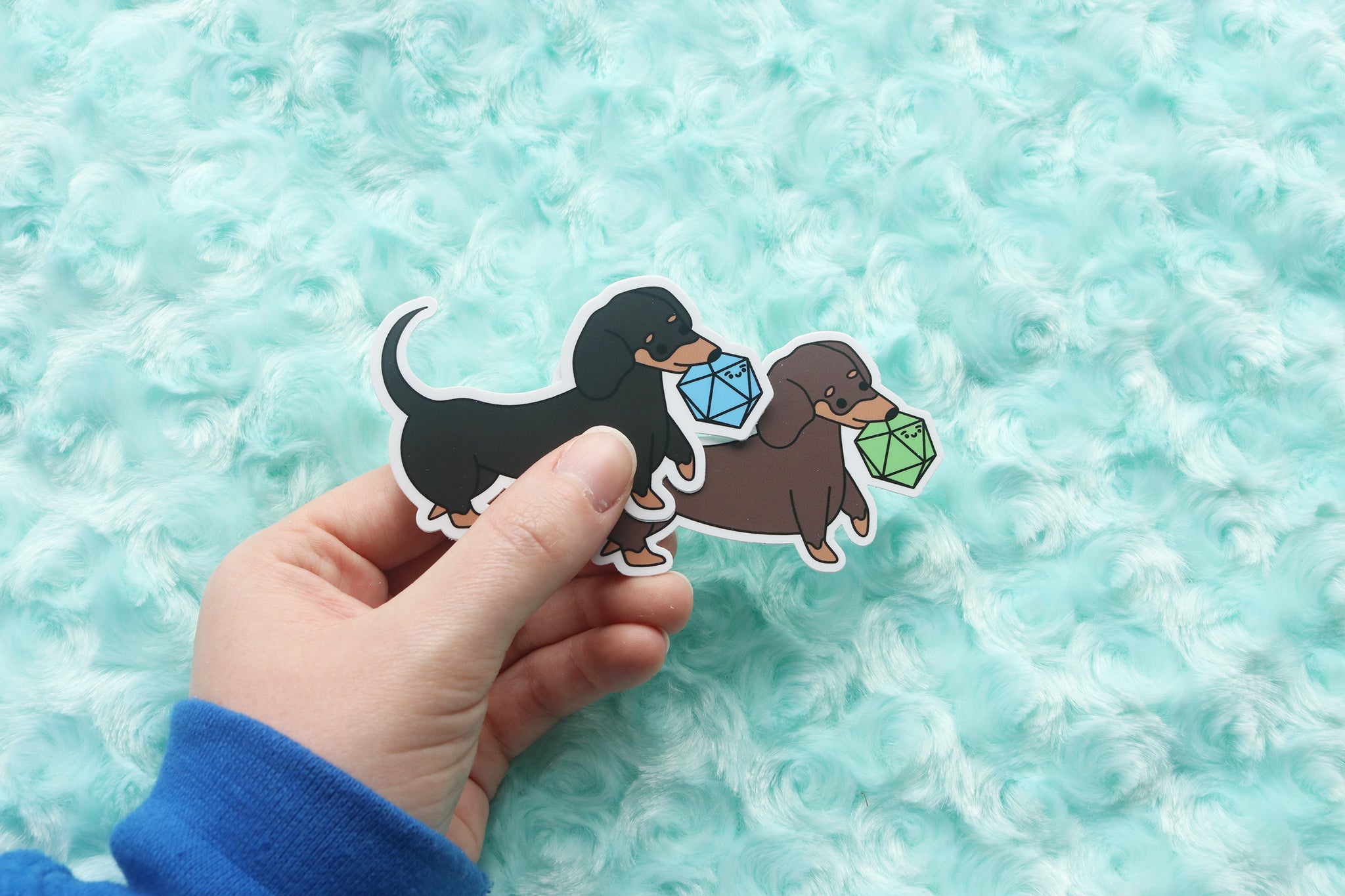 Short Haired Dachshund D20 Dice Buddy Stickers