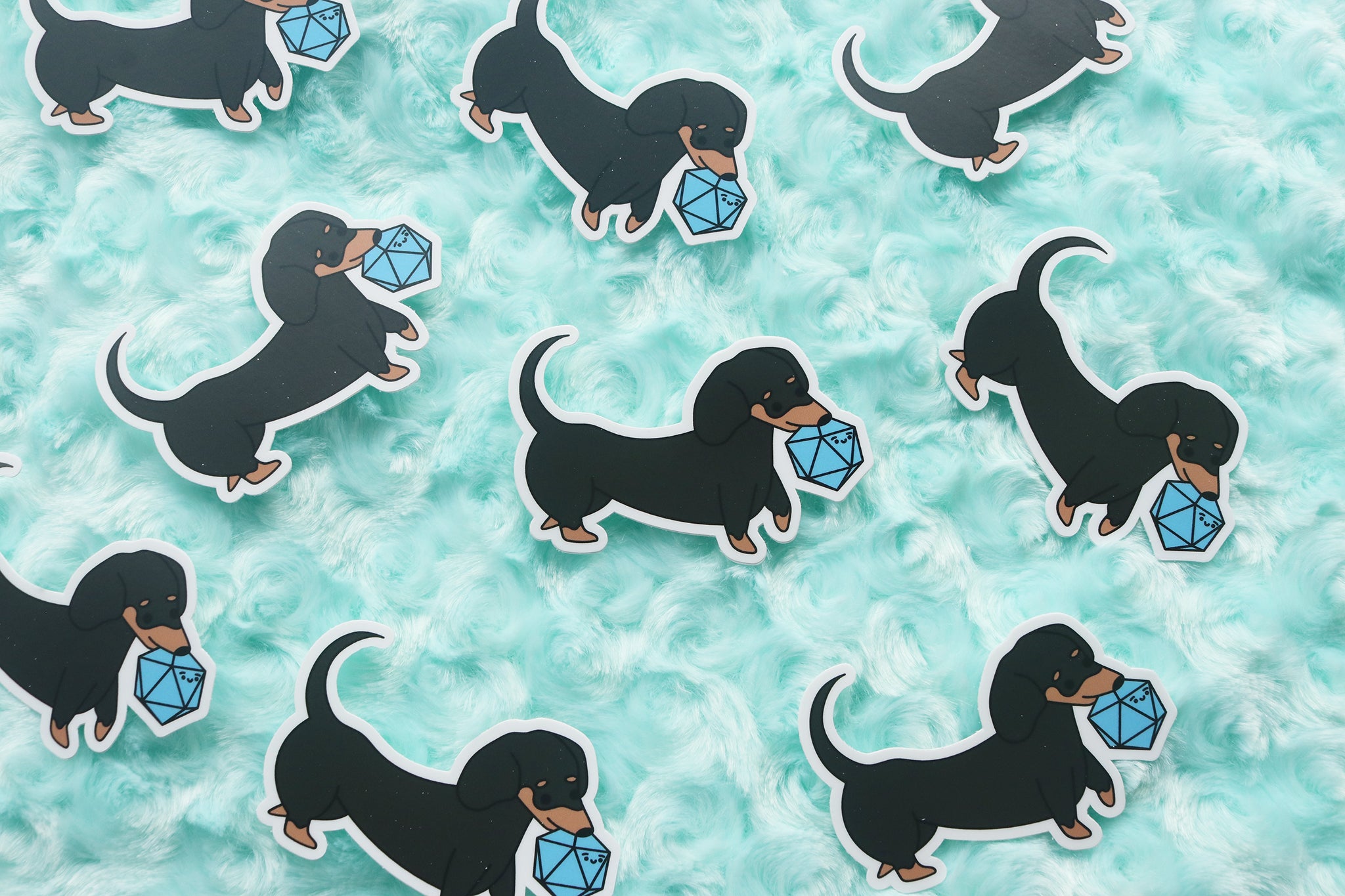 Short Haired Dachshund D20 Dice Buddy Stickers