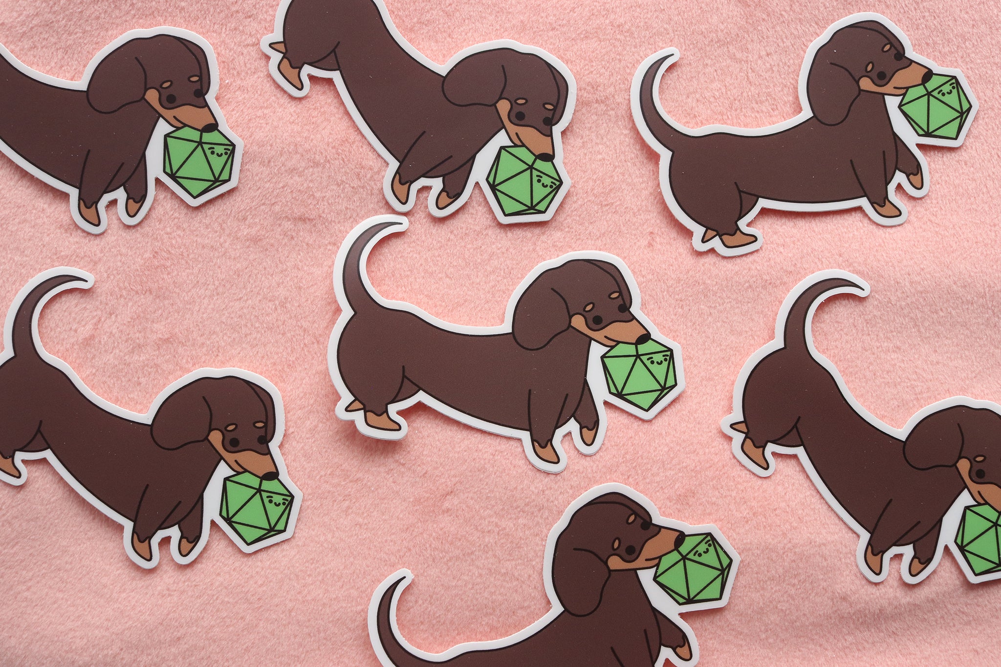 Short Haired Dachshund D20 Dice Buddy Stickers