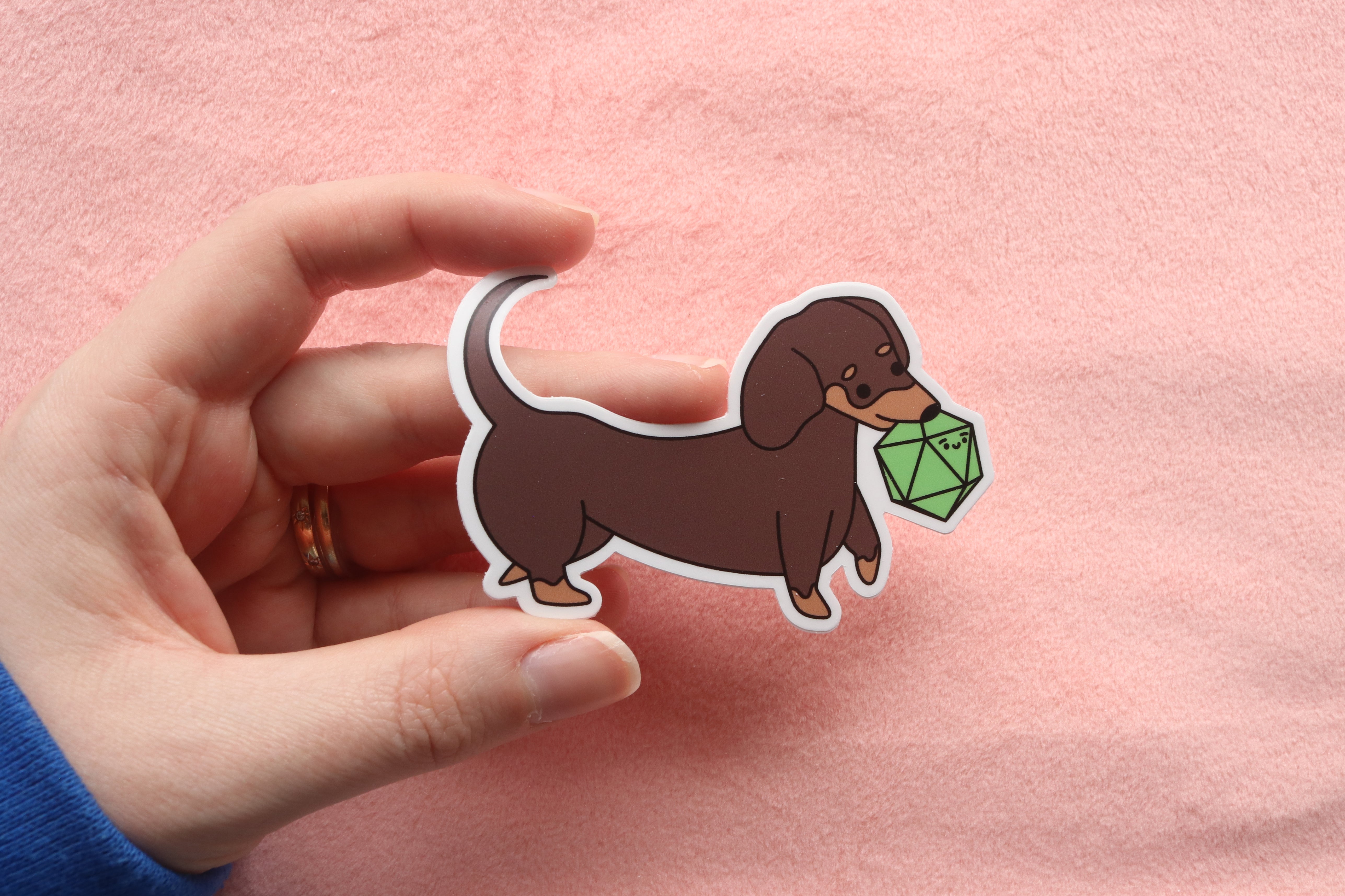 Short Haired Dachshund D20 Dice Buddy Stickers