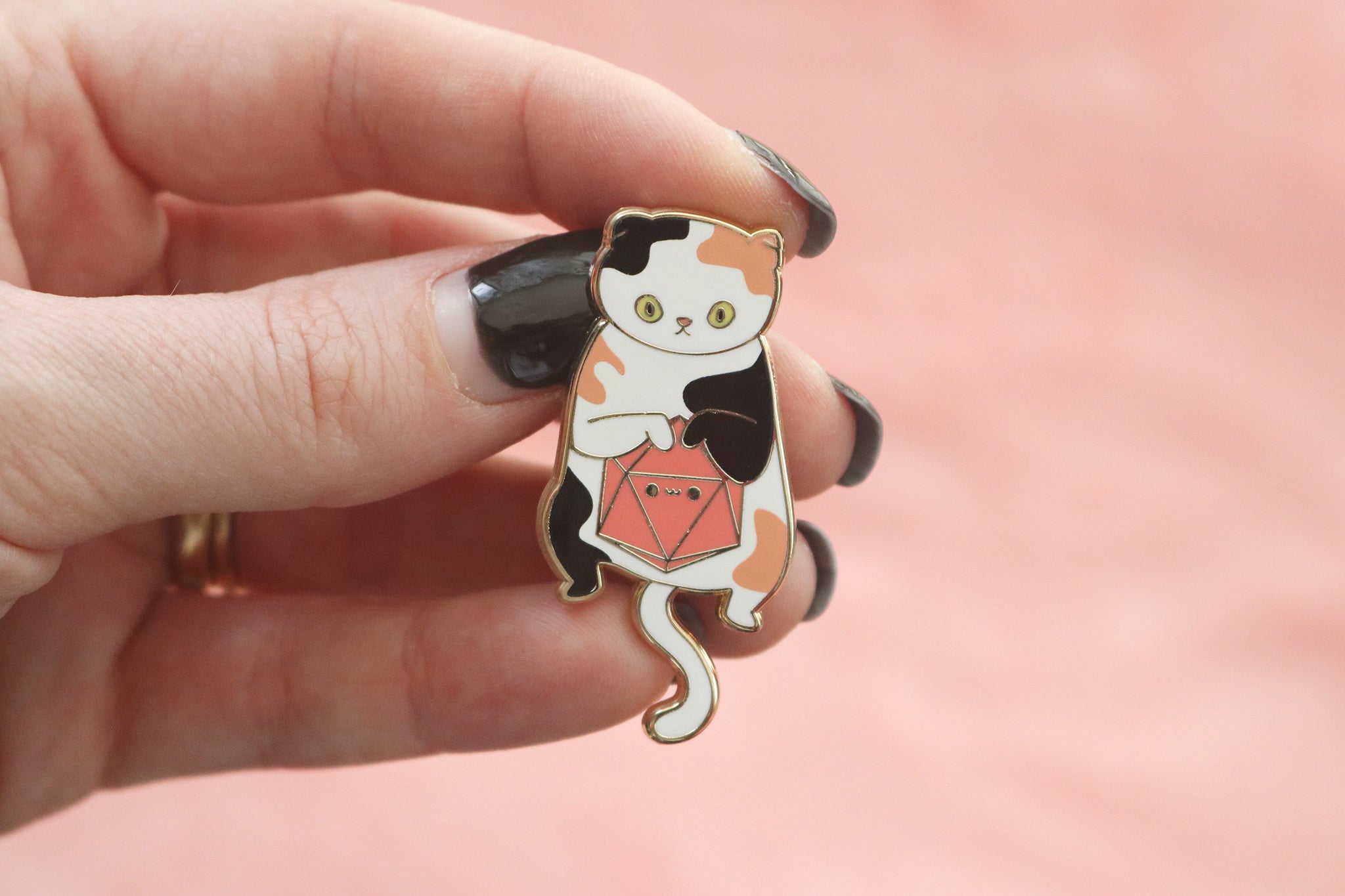 Scottish Fold D20 Dice Buddy Enamel Pin