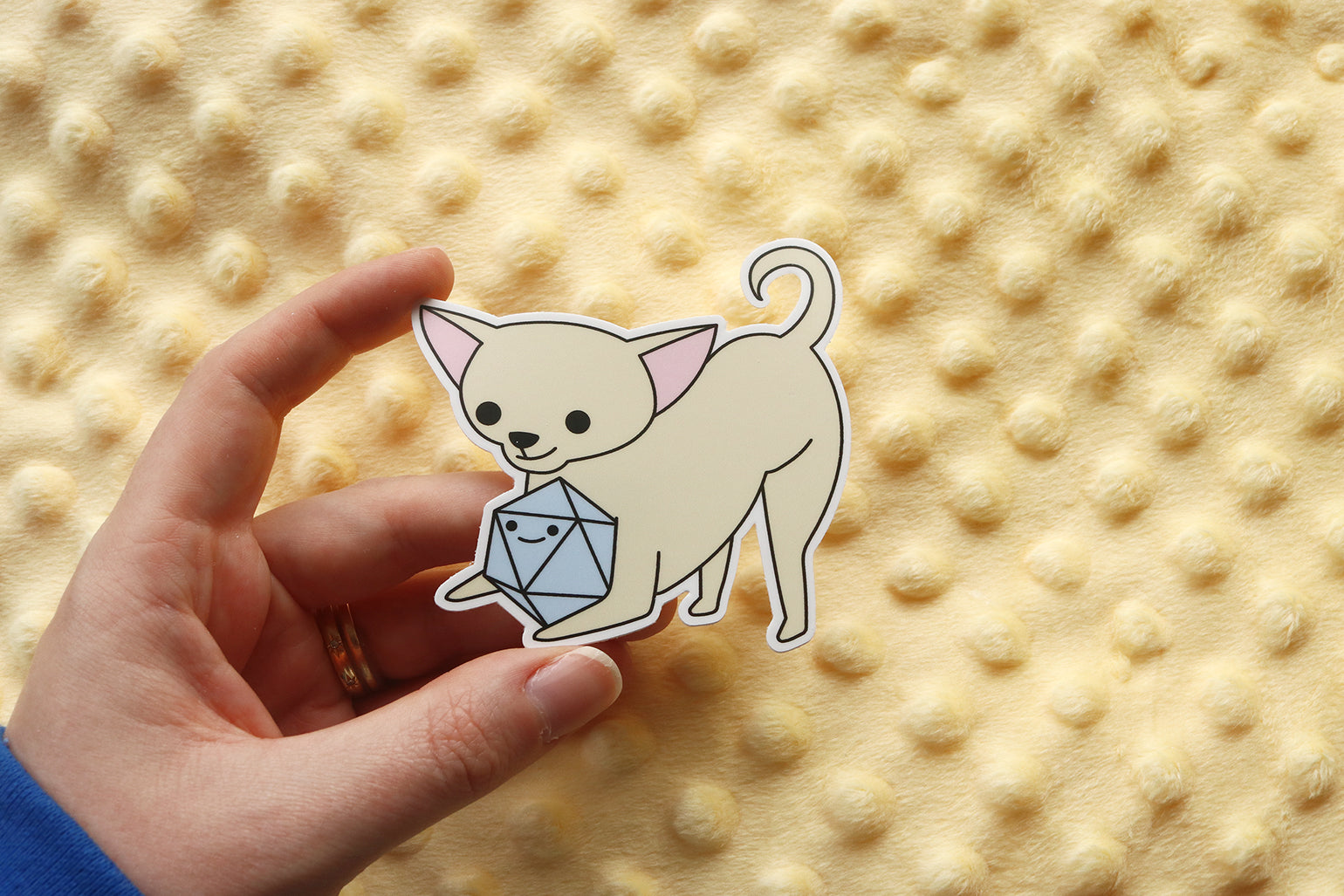 Cream Chihuahua D20 Dice Buddy Sticker