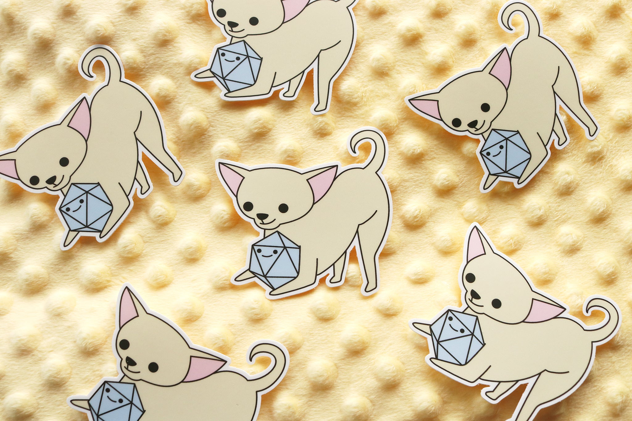 Cream Chihuahua D20 Dice Buddy Sticker