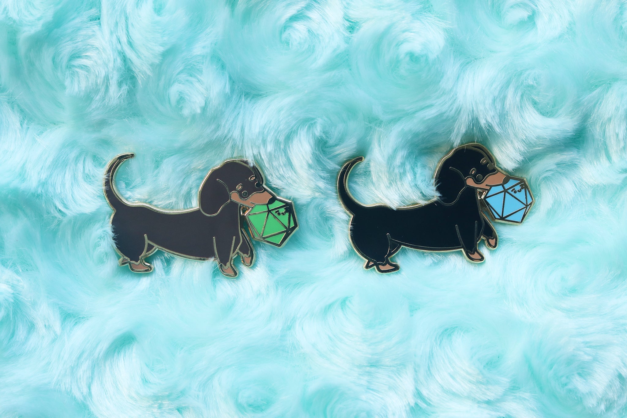 Short Haired Dachshund D20 Dice Buddy Enamel Pin