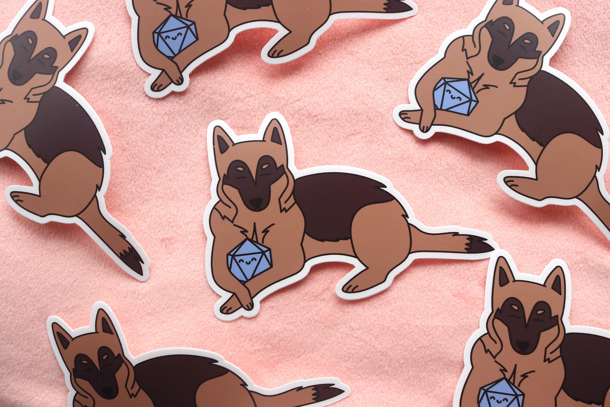 German Shepherd Dog D20 Dice Buddy Stickers