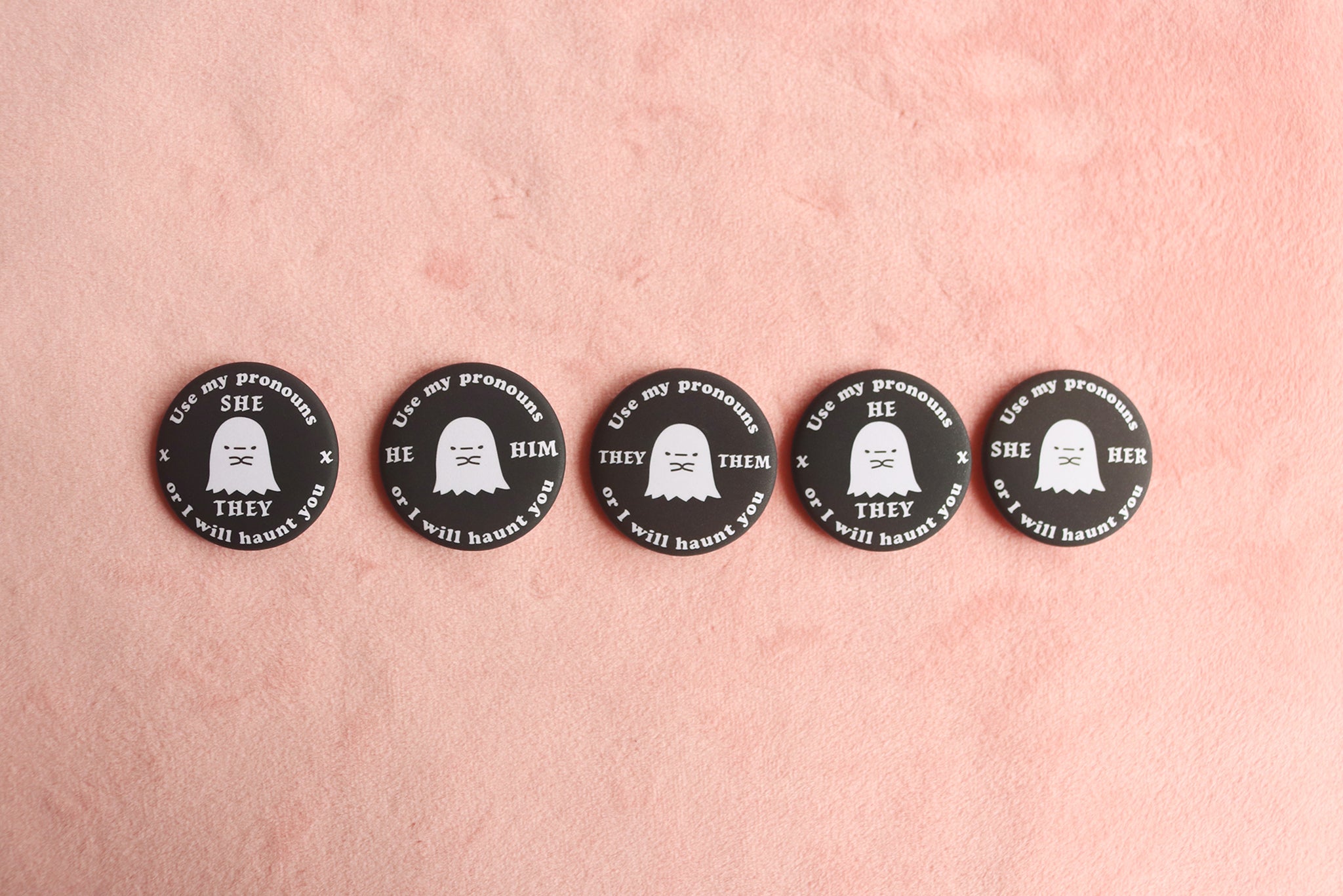 Spooky Ghost Gender Spectrum Pronoun Buttons