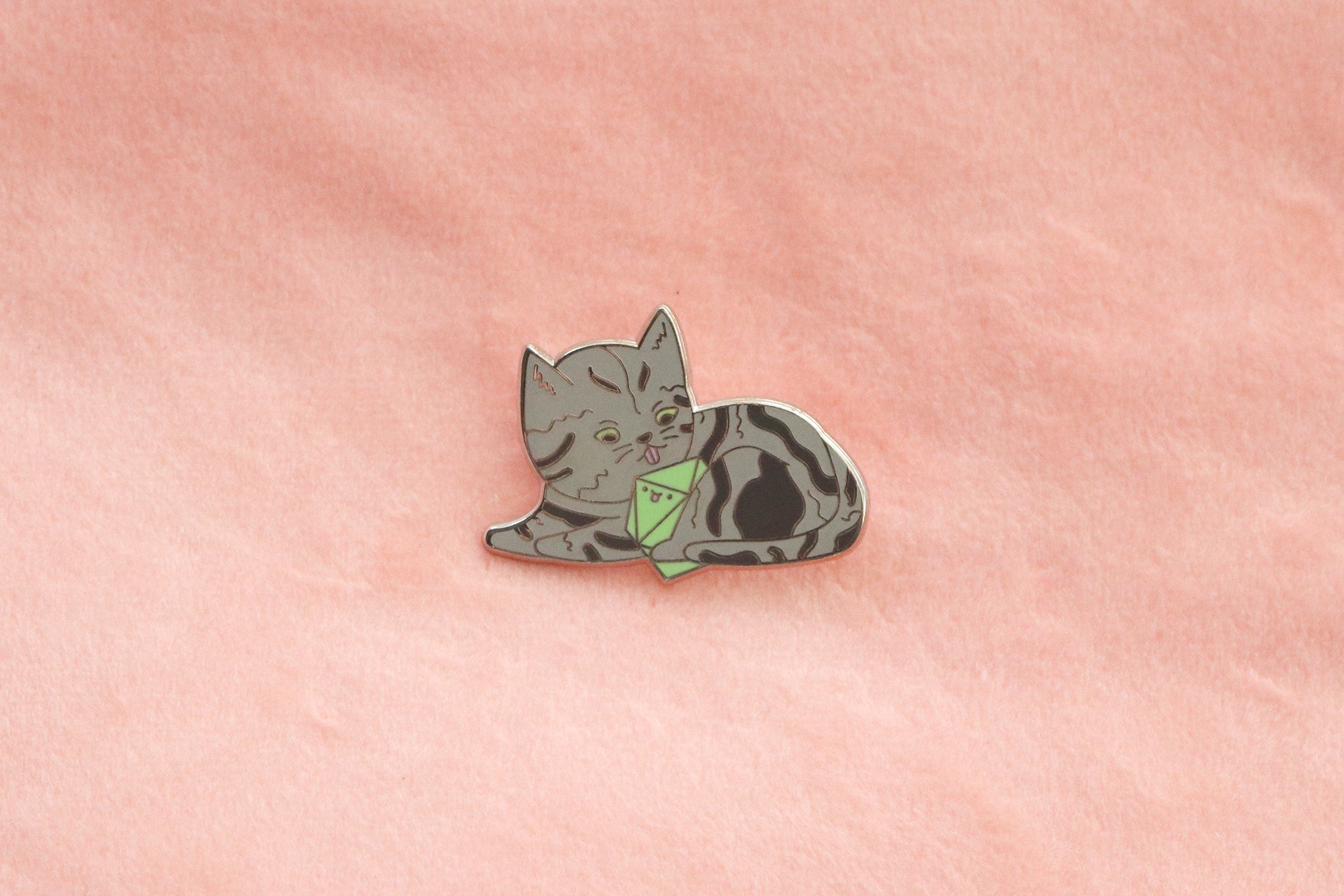 Tabby D20 Dice Buddy Enamel Pin