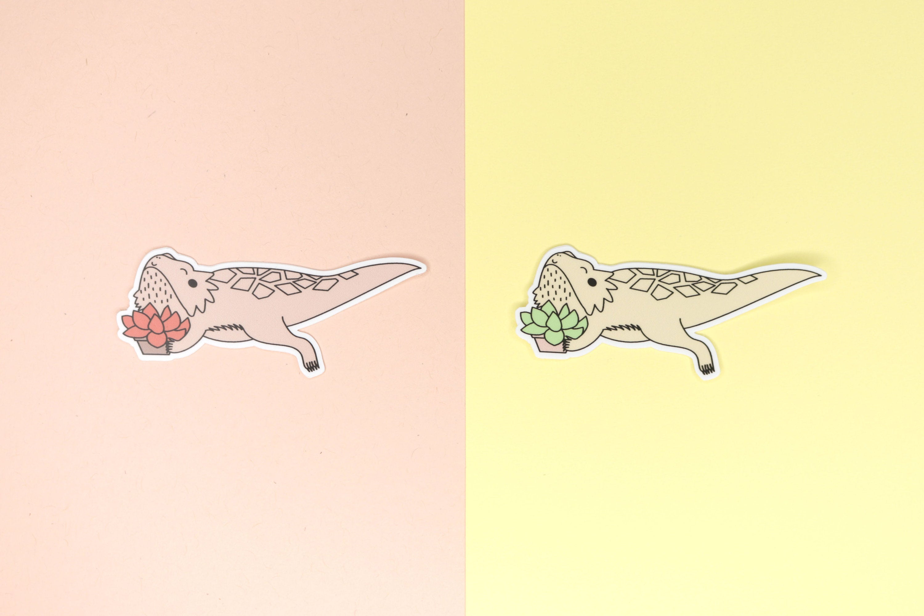 Copper and Tan Bearded Dragon Stickers Side By Side