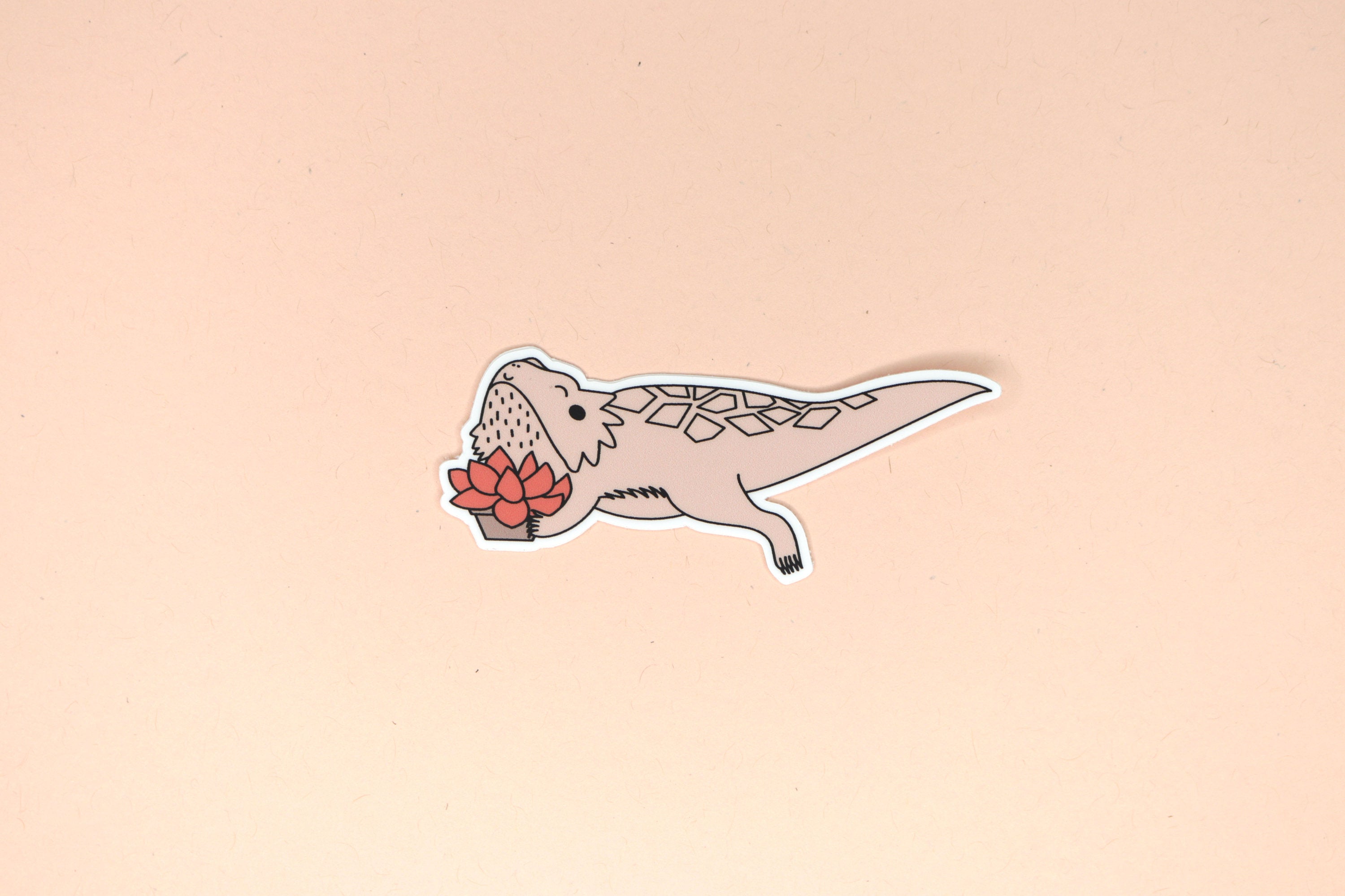 Copper Bearded Dragon Holding Succulent Sticker