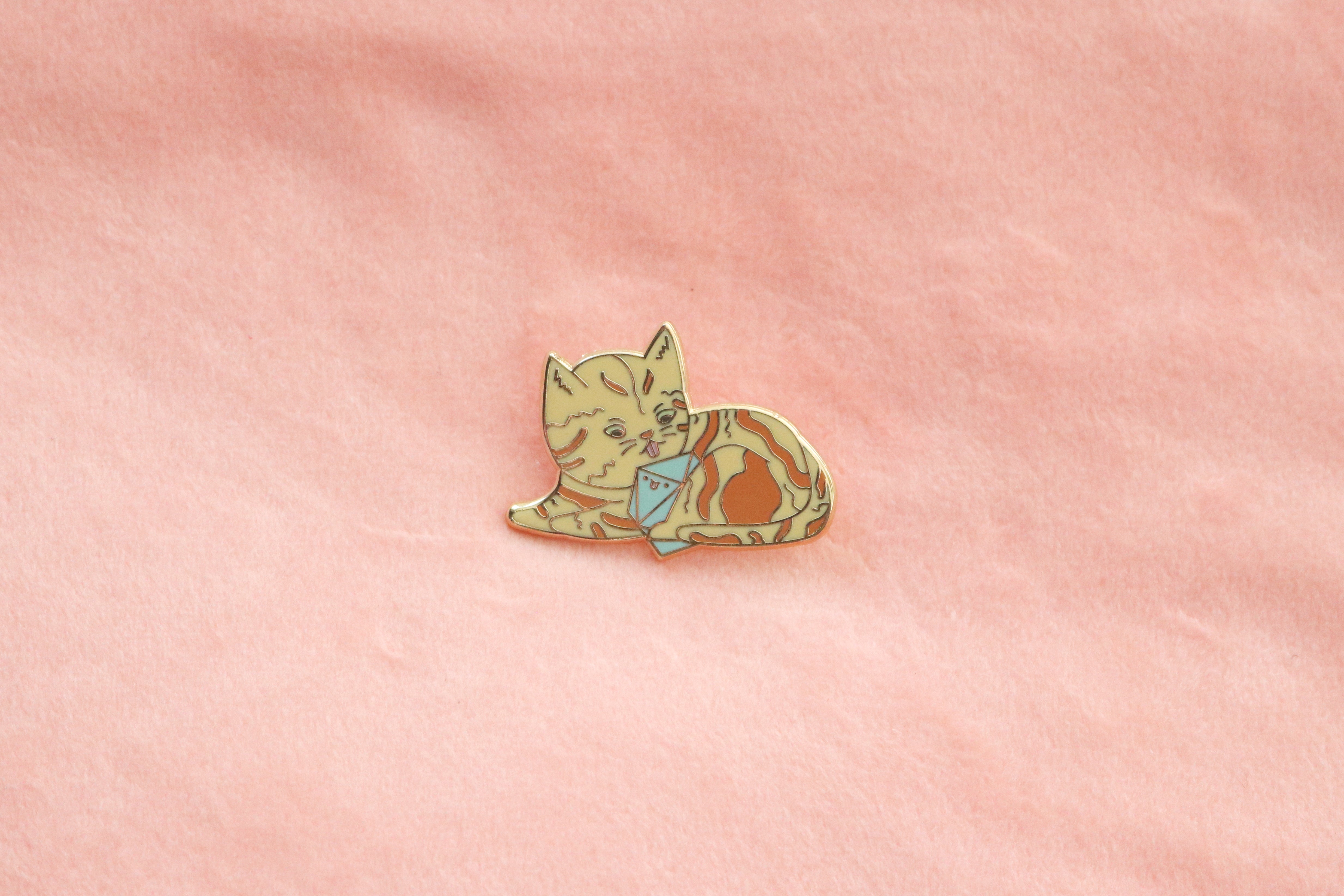 Tabby D20 Dice Buddy Enamel Pin