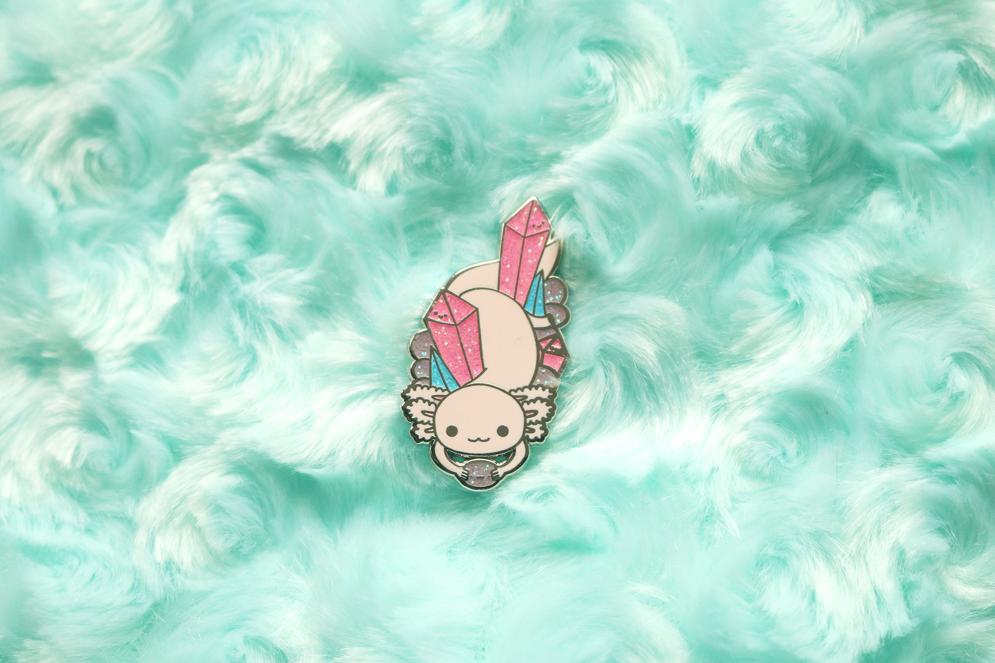 Crystal Axolotl Hard Enamel Pin