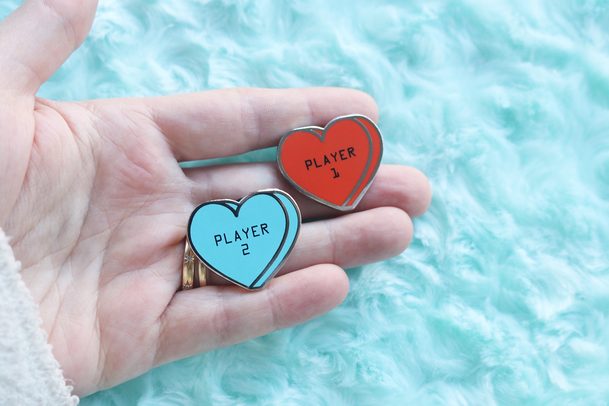 Player 1 Player 2 Conversation Hearts Hard Enamel Pins