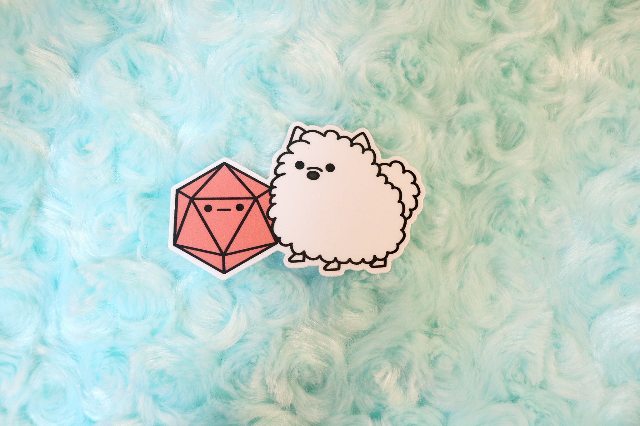 Pomeranian D20 Dice Buddy Sticker