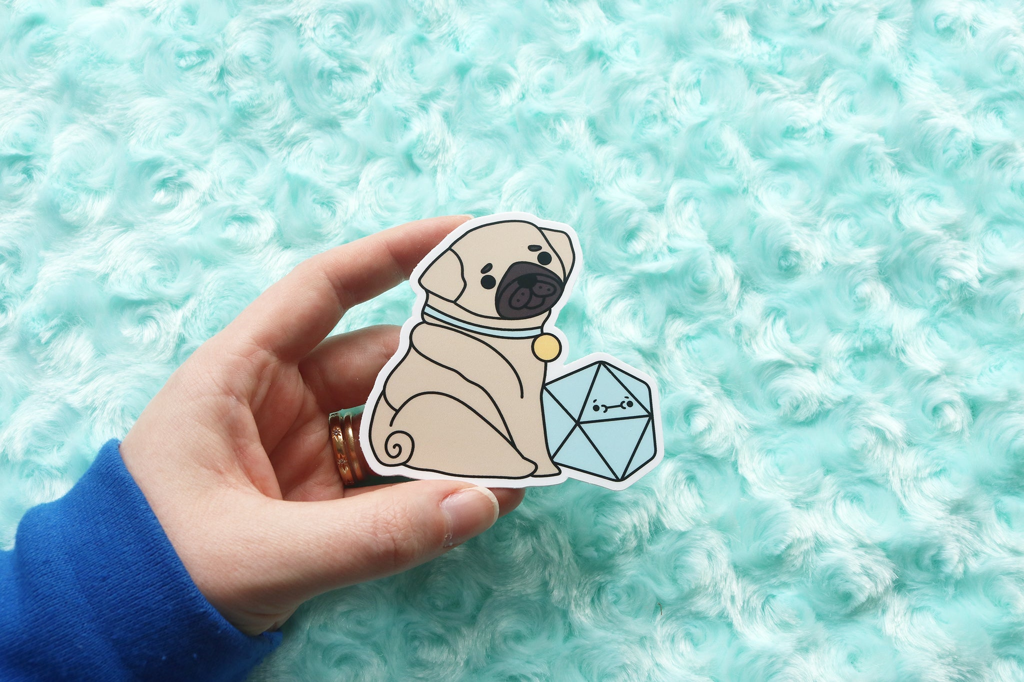 Pug D20 Dice Buddy Sticker