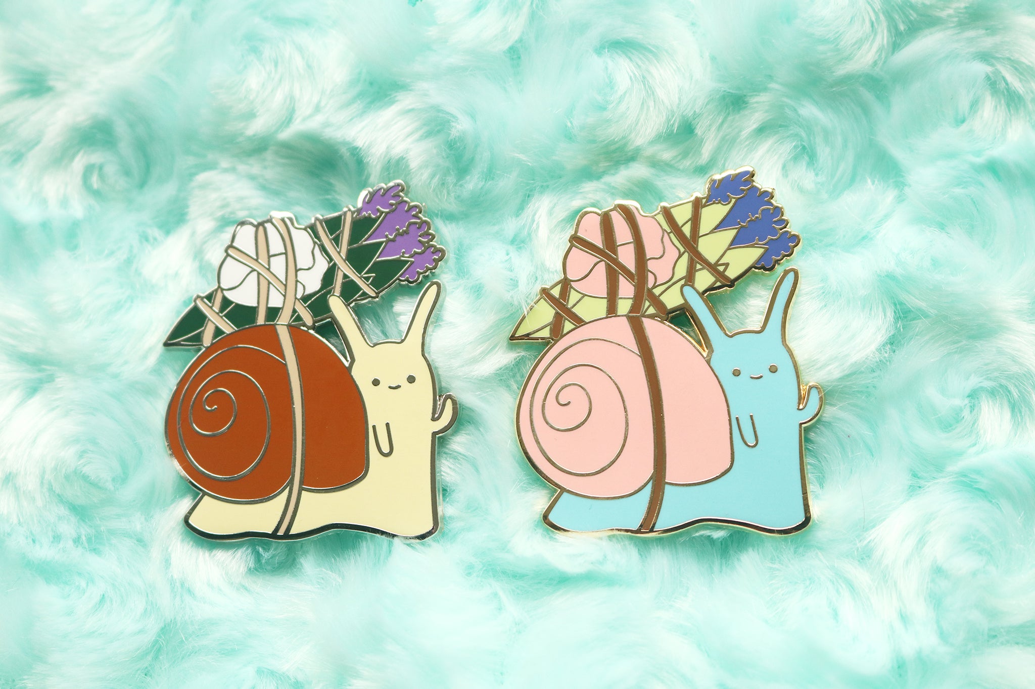 Brown and Pink Snail Enamel Pins