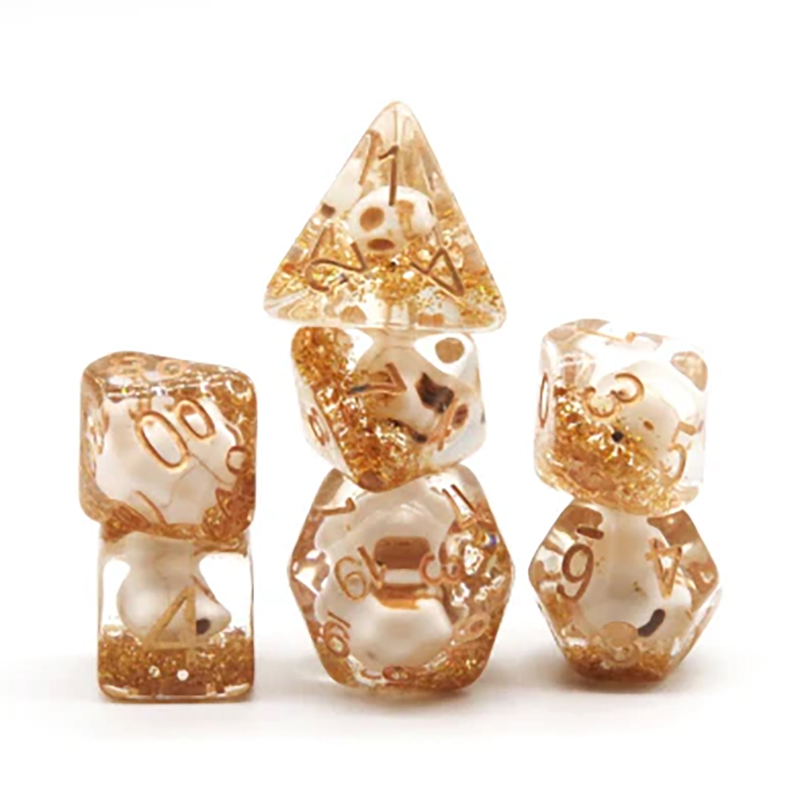 Skull and Gold Glitter Dice Set