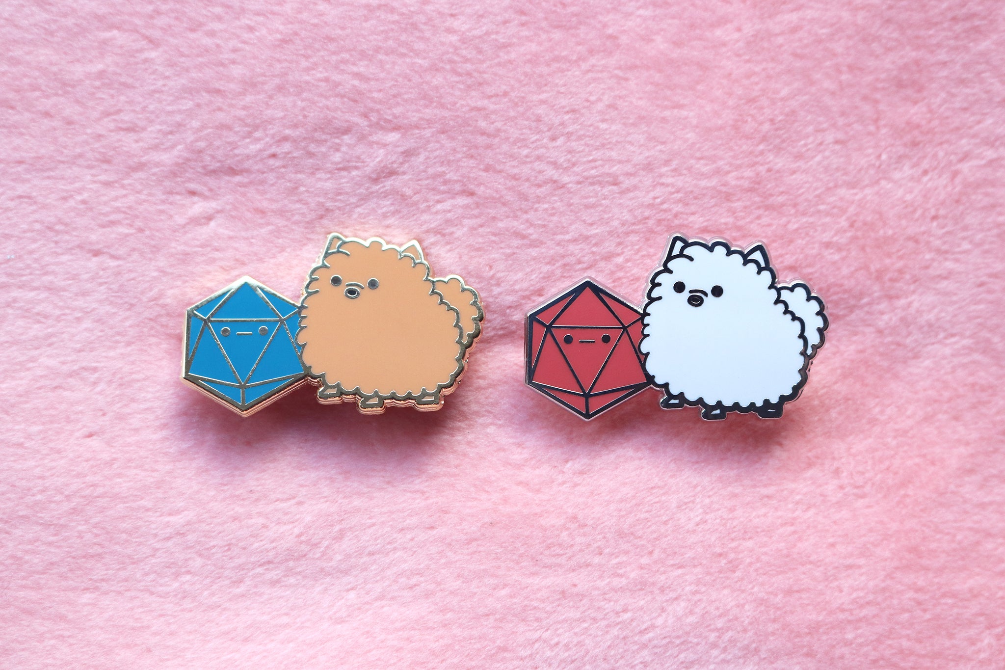 Pomeranian D20 Dice Buddy Enamel Pin