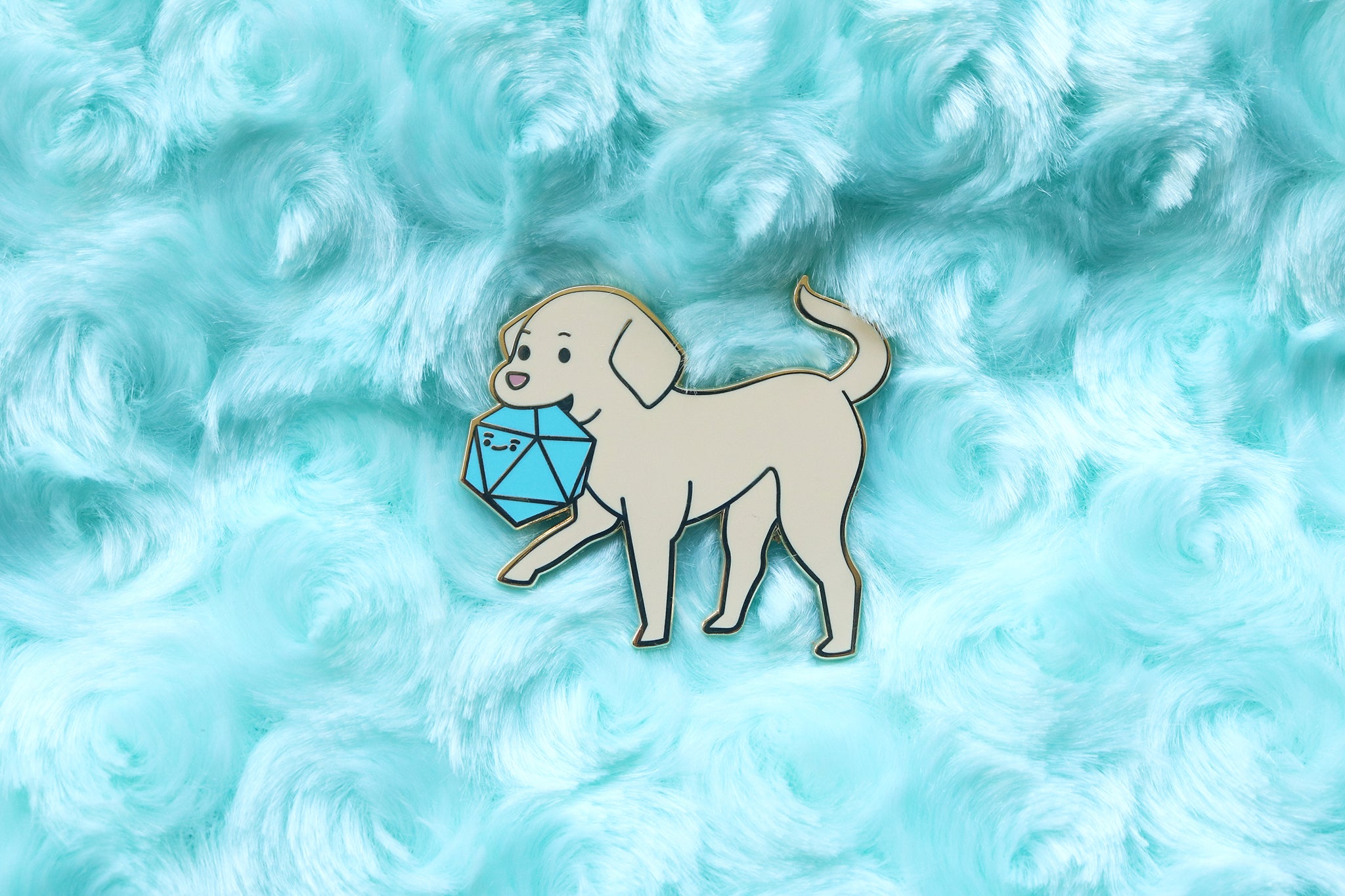 Labrador D20 Dice Buddy Enamel Pin